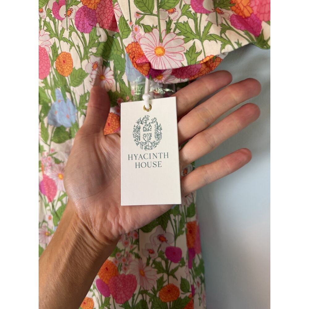 Hyacinth House Tuckernuck Louisa Midi Dress Green Begonia Floral Cotton XXS NWT - Picture 10 of 16